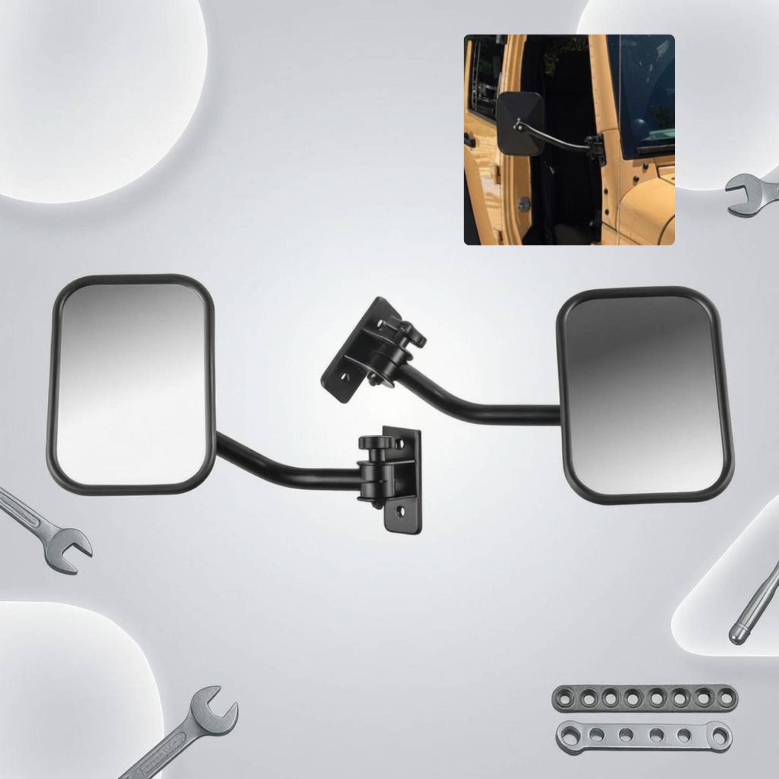 Glass Door Hinge - スペッチエット オフロード ドアヒンジミラー 調整可能なアーム カーアクセサリー 広い視野