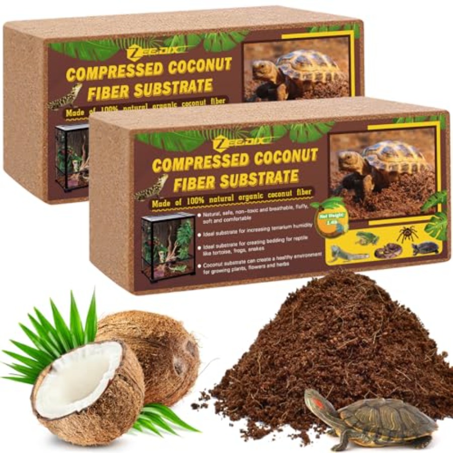 Substrate Coconut Fiber - 2パック入りココナッツファイバー基材、100％オーガニックココナッツハスクコココイルブリック、爬虫類、カメ、ヒゲトカゲ用テラリウム敷料