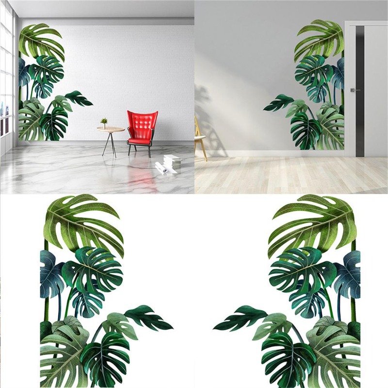 大北欧グリーンリーフウォールステッカーリビングルーム寝室の背 - Pvc Panel Background のレビューと価格