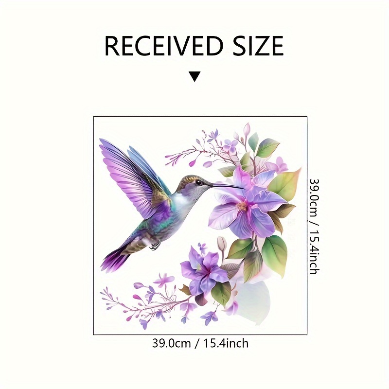 1枚の紫色の花とハチドリのステッカー、取り外し可能な粘着式ウ - Pvc Panel Background のレビューと価格